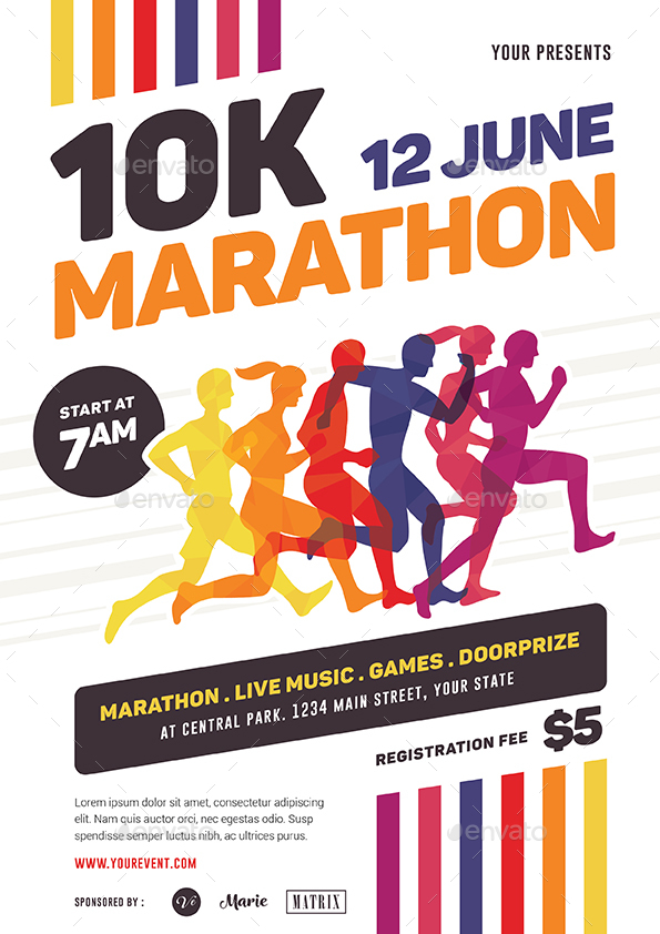 Marathon Event Flyer Template, Print Templates | GraphicRiver